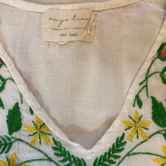 EVY’s Tree Beautiful Sleeveless Embroidered 100% Cotton Ruffled Tank Top Blouse - Picture 13 of 16